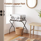 Amhancible Luggage Rack, Foldable Suitcase Stands Set Of 2, Metal Luggage Holder For Guest Room, Bedroom, Hotel, Holds Up To 110 Lb, Easy Assemble, Black Hlr01Bk