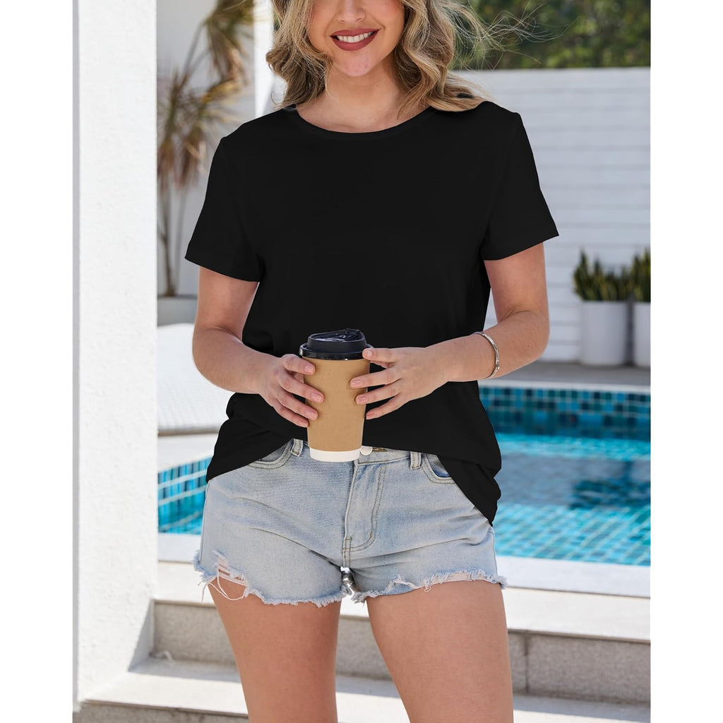 T Shirts for Women - Short Sleeve Spring Summer Tops Soft Basic Tees Beach Vacation Clothes for Casual 2026