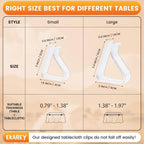 24 Pieces Clear Tablecloth Clips, Durable Plastic Table Cover Holders, Windproof Transparent Clamps for Securing Tablecloths Indoor Outdoor Party, Wedding, Christmas Event, Picnic, Camping (24, Large)