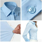 Women's Button Down Long Sleeve Fitted Stretch Dress Shirts Wrinkle Free Work Blouses Collared Business Casual Tops