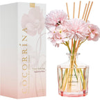 Reed Diffuser - Sandalwood Rose 8.5 Fl.Oz Flower Reed Diffuser Set With 8 Sticks, Home Fragrance Reed Diffuser For Home Bedroom Office Bathroom Shelf Decor (Master Collection)