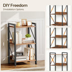 Hoobro Bookshelf, 3-Tier Industrial Bookcase, Book Shelf Storage Organizer, Small Bookshelf With Metal Frame For Living Room, Bedroom, Home Office, Kitchen, Rustic Brown And Black Bf71Sj01