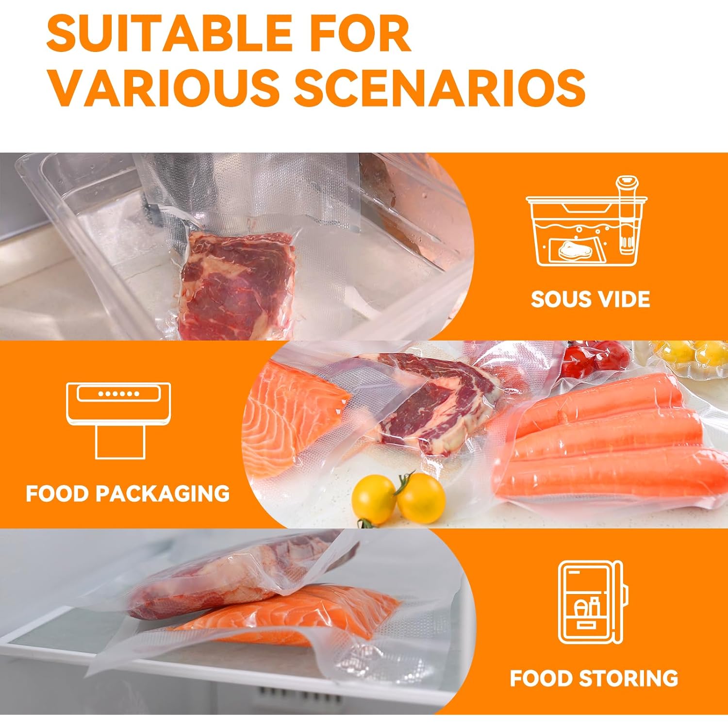 [2024 New] 8" X 50' 3 Rolls, Vacuum Sealer Rolls Bags For Food, Great For Food Storage, Sous Vide And Meal Prep, Wevac Lite