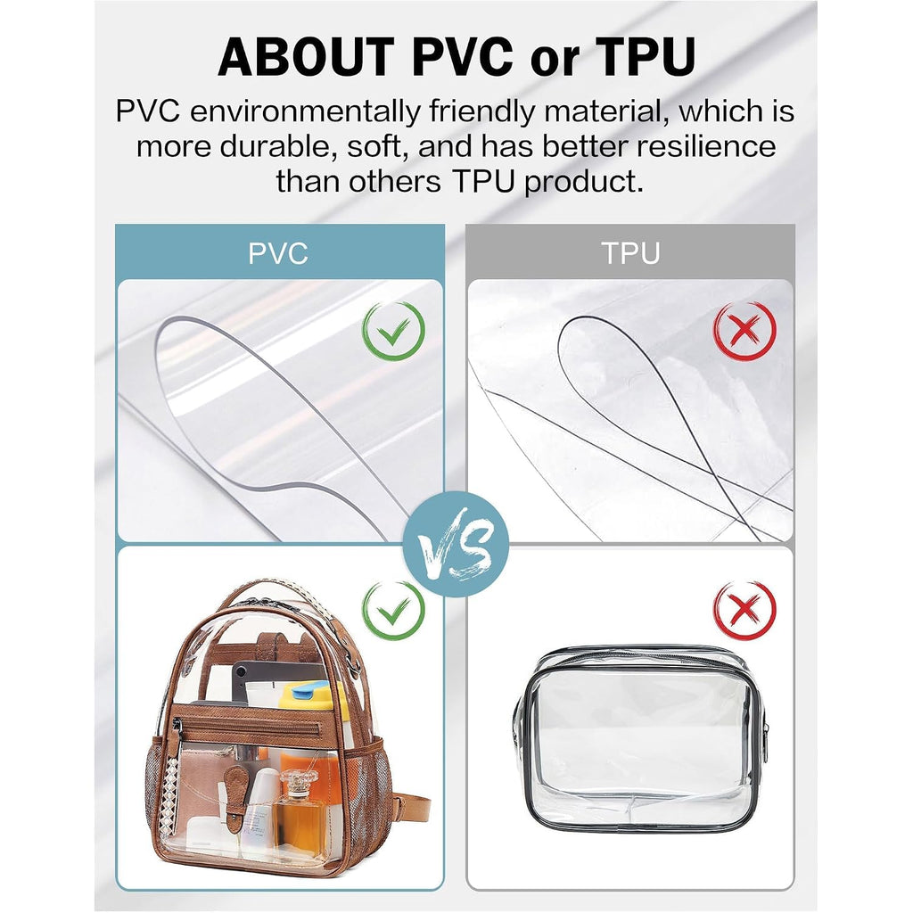 Clear Small Backpack Purse For Women, Designer Transparent Shoulder Handbag, Pvc Mini Clear Bag For Stadium Approved
