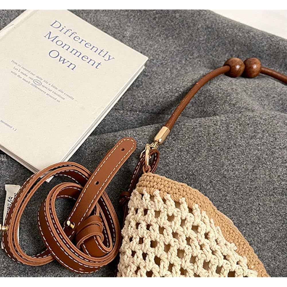 Boho Macrame Straw Beach Bag For Women - Summer Crossbody Tote, Lightweight Shoulder Purse For Vacation