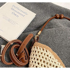 Boho Macrame Straw Beach Bag For Women - Summer Crossbody Tote, Lightweight Shoulder Purse For Vacation