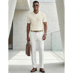 Jmierr Mens Casual Polo Shirt Summer Short Sleeve Vacation Button Beach Knit Stretchy Golf Shirts