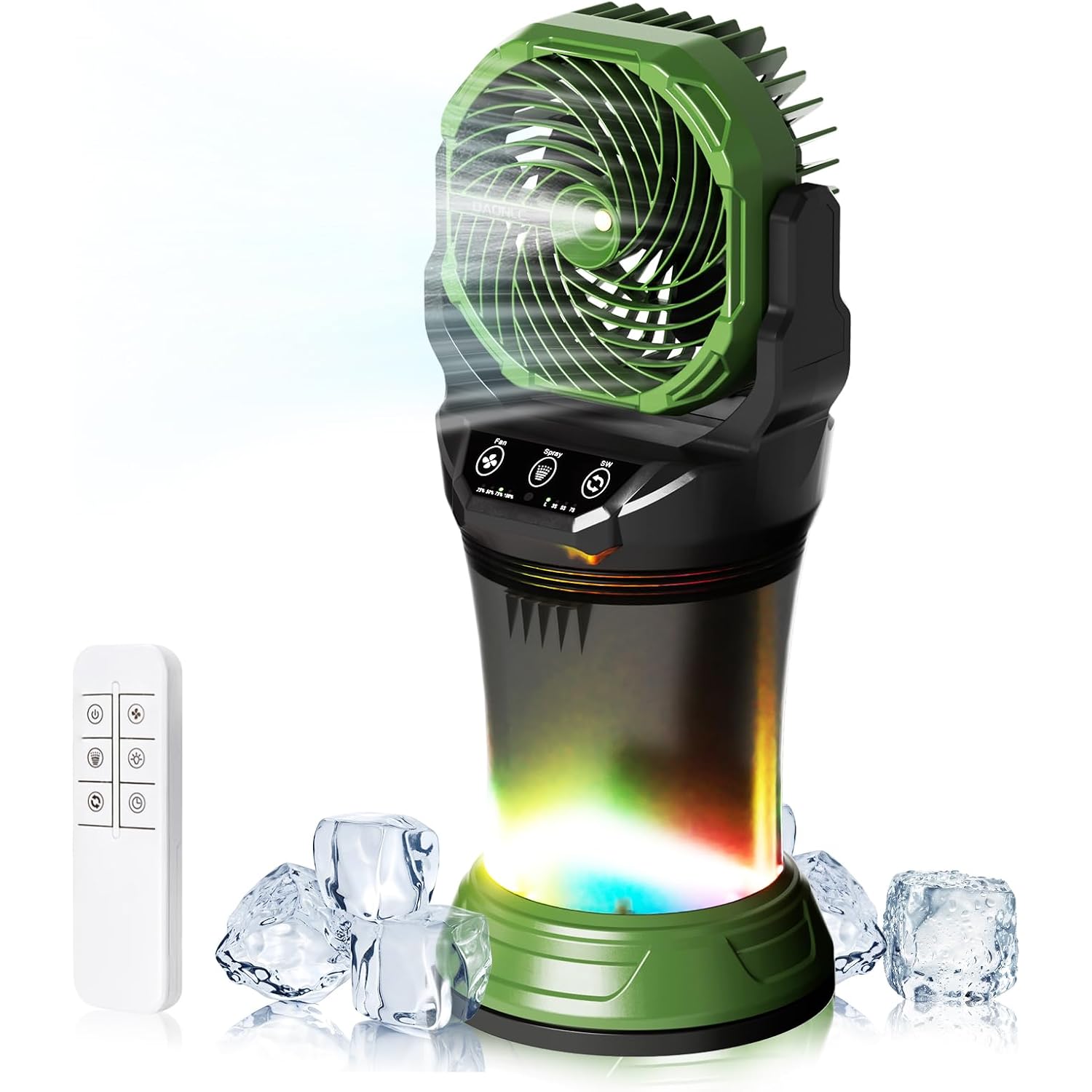 Portable Misting Fan With Remote & 30000Mah Rechargeable Misting Fans For Outside Patios Camping Beach & Workshops Mist Fan Portable For Outdoor/Indoor 2L Built-In Water Tank Rgb 4 Speeds & Spray