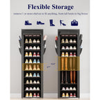 Kitsure 10-Tier Shoe Rack With Dust Cover, 17.5" X 12.4" X 69.3", Black | Space Saving Shoe Storage, Zapateras Organizer With Side Pocket, Shoe Organizer For Closet, Entryway, Bedroom