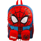 Spiderman Backpack For School Bundle W/ 16" Deluxe Bookbag For Boys | Large Durable Spider-Man School Bag W/ 4 Zip Pockets Plus Water Bottle, Stickers, More - Spider Man School Supplies
