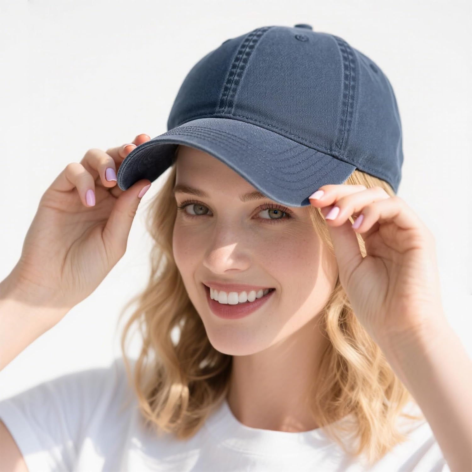Baseball Cap Women Baseball Hat Vintage Washed Distressed Cap One Size Men Women Running Outdoor Adjustable Plain Hat