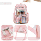 Abshoo Large Clear Backpack For Girls Women School Bookbag Heavy Duty Transparent Backpack (Pink)