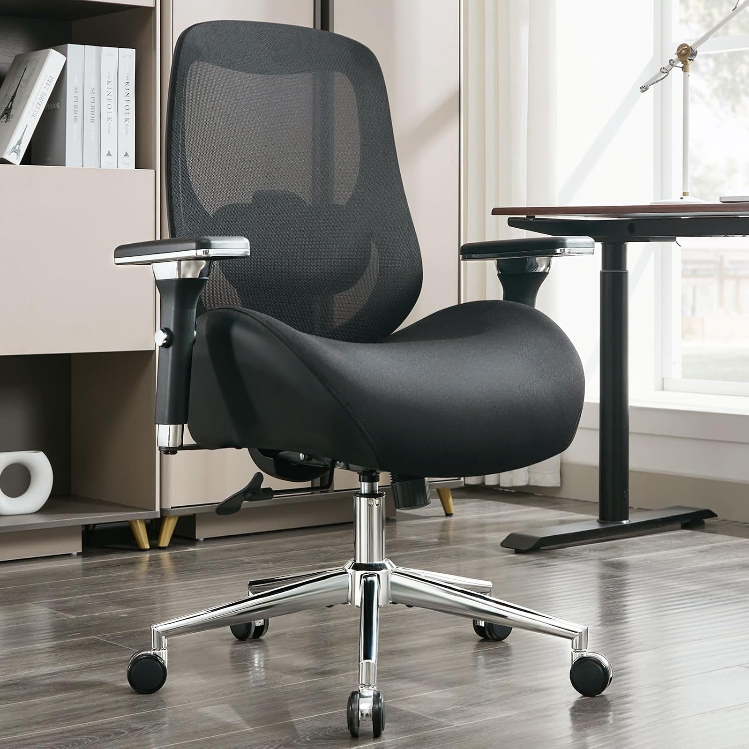 750Lbs Big And Tall Office Chair With Wide Thick Seat Cushion For Heavy People Ergonomic Computer Mesh Desk Chairs With 4D Armrests, Adjustable Lumbar Support For Adults 8 Hours Daliy Work