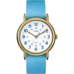 Timex Women's 'Weekender Preppy Floral' Quartz Brass and Nylon Casual Watch, Color:Blue (Model: TW2P901009J)