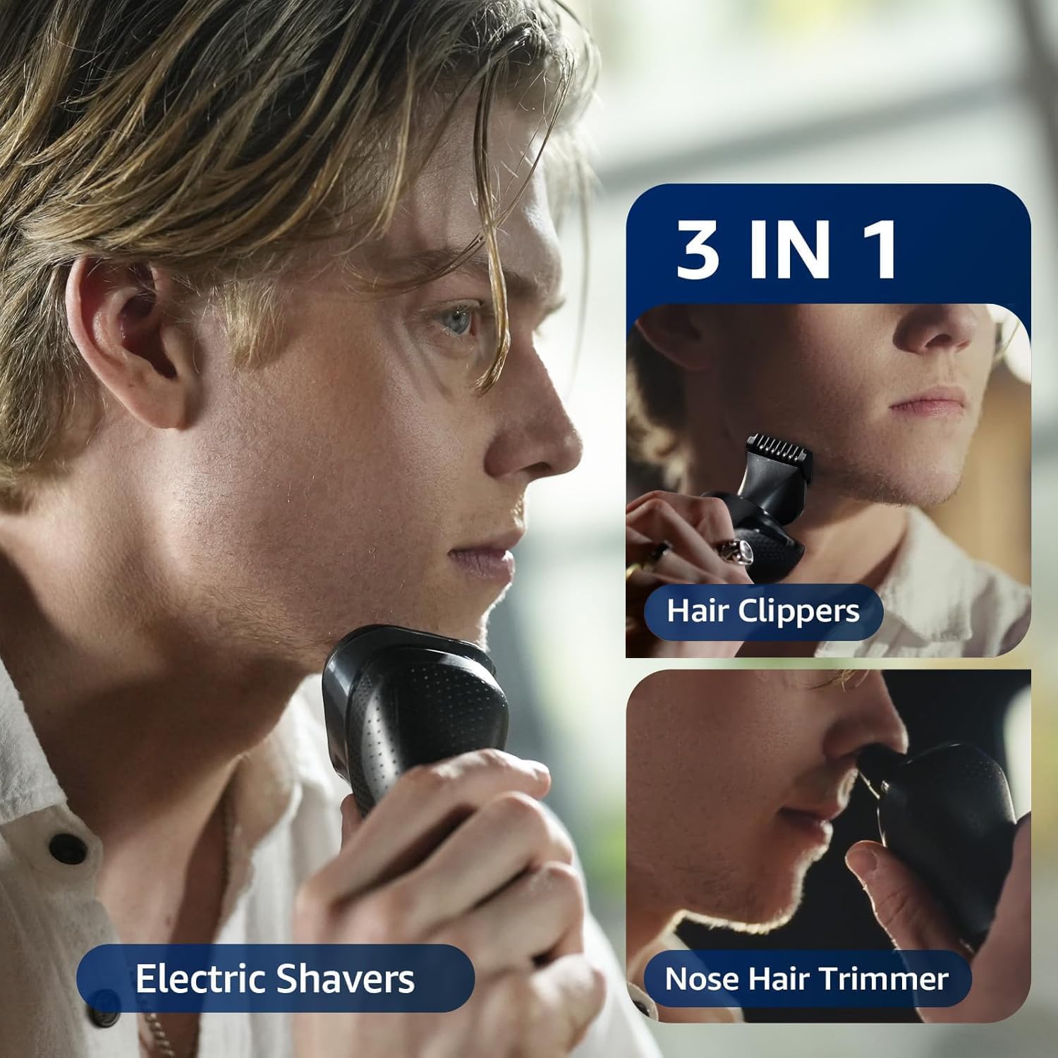 rategist 3-in-1 Electric Razor for Men: IPX7 Waterproof Electric Shavers for Men - One Touch Acceleration, Professional Results at Home - 4D Floating Blades, Travel Grooming Kit