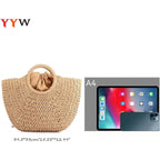 Yyw Straw Bags For Women,Hand-Woven Straw Large Bag Round Handle Ring Tote Retro Summer Beach Rattan Bag
