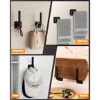 Hat Rack For Hat Storage (4-Pack), Multi-Purpose Hat Organizer, Strong Adhesive Hat Hooks For Wall Organizer For Baseball Caps, Two Mounting Options Hook, Black