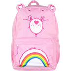 Mad Engine Care Bears Backpack Cheer Bear Embroidered Face Rainbow Belly Badge Design With 3D Ears Laptop School Travel Backpack