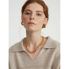 CONRAN KREMIX Waterproof Chunky Gold Hoops Earrings for Women Non Tarnish, Thick Gold Plated Circle Open Hoop,Lightweight Hollow Earrings Trendy