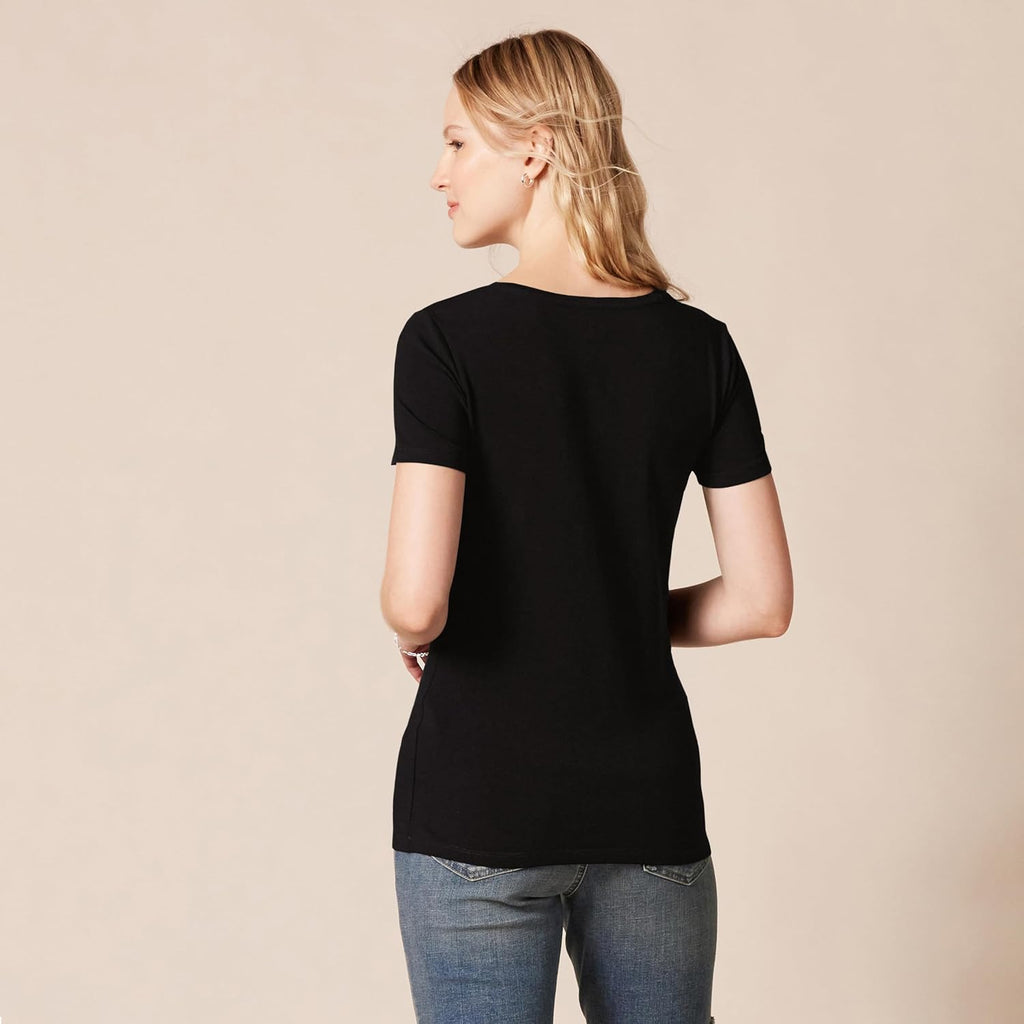 Women's Regular-Fit Short-Sleeve T-Shirt (Crewneck and V-Neck Options), Multipacks
