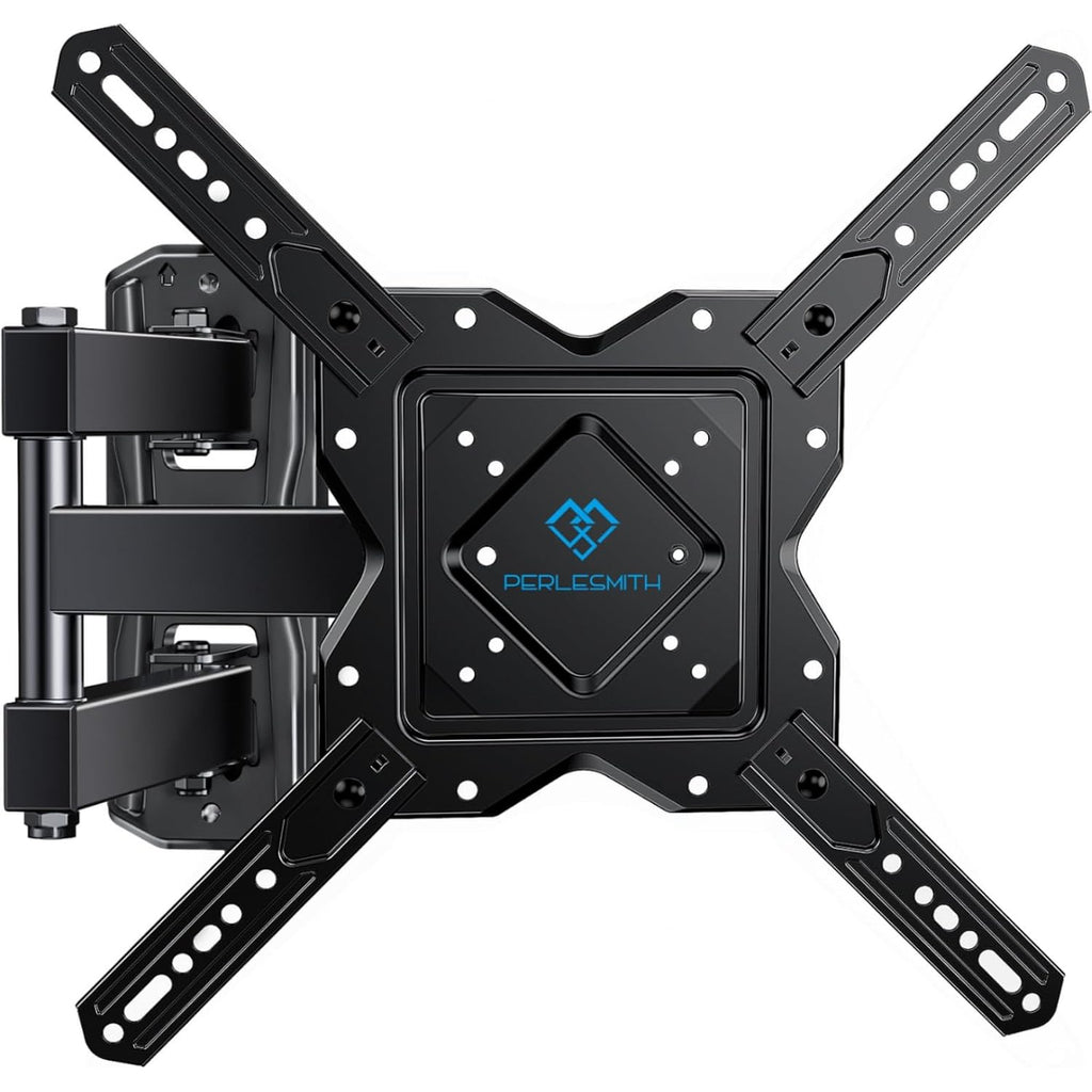 Perlesmith Full Motion Tv Wall Mount For 27-60 Inch Flat & Curved Tvs, Single Stud Tv Mount With Articulating Swivel Tilt - Wall Mount Tv Bracket Vesa 400X400Mm Up To 77 Lbs, Perfect Center Design