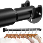 Mavivegue Closet Rod, 17 To 84 Inch Adjustable Closet Rods For Hanging Clothes, Heavy Duty Tension Rod, Black Curtain Rod, For Closet, Wardrobes, Bathroom, Laundry