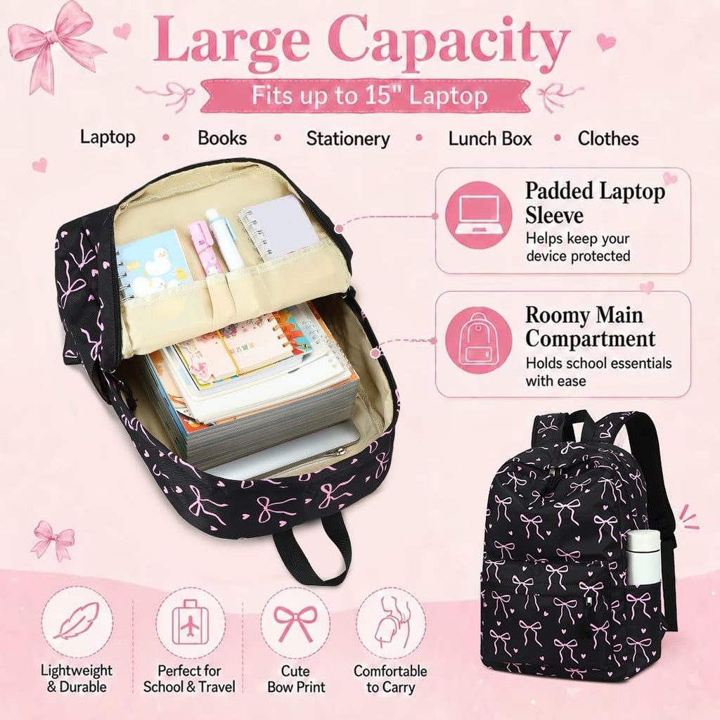 Backpack For Teen Girls Bookbags School Backpack With Lunch Box And Pencil Case 3 In 1 School Bags Set
