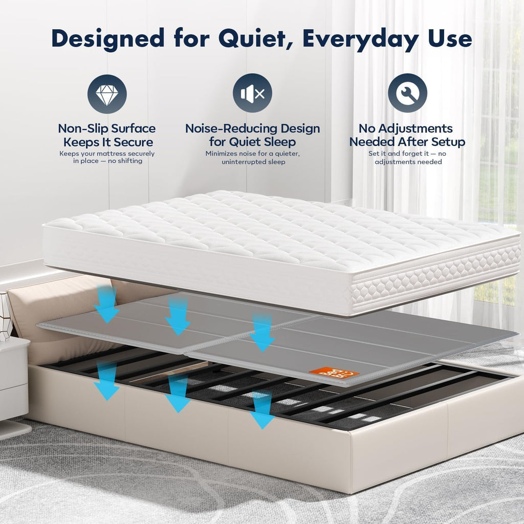 Bunkie Board Queen 10Mm (60" X 80") – Gray Under Mattress Support, Anti-Sag & Noise-Free,Platform & Slatted Beds. Breathable Low Profile Bed Board For Metal Frame