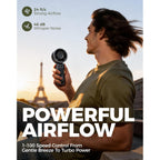Diveblues Portable Turbo Fan, 100 Speed Handheld Fan With Strong Airflow, Foldable 4 In 1 Personal Fan For Neck, Desk & Travel, Usb-C Rechargeable, Lightweight For Summer, Concerts & Outdoor Use