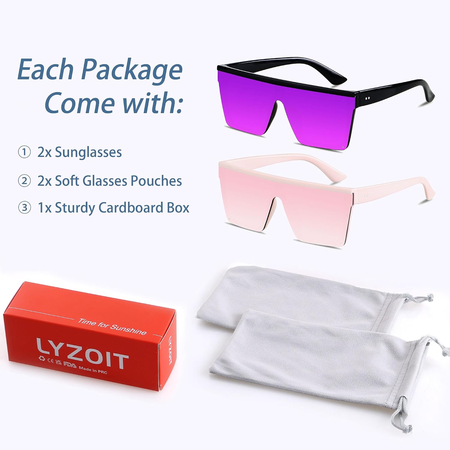 Square Oversized Sunglasses For Women Men Big Flat Top Fashion Shield Large Uv Protection Rimless Shades
