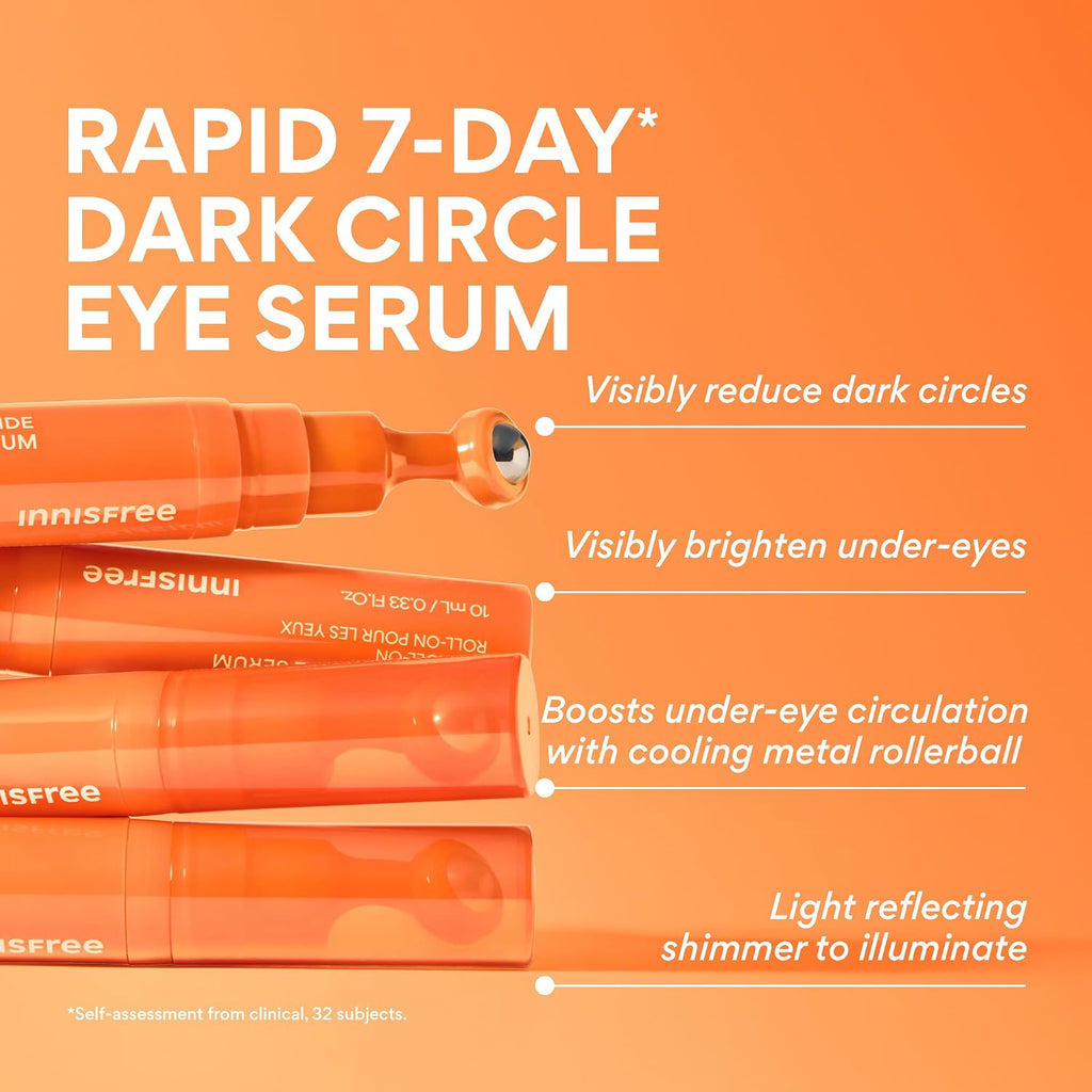 Innisfree Vitamin C Niacinamide Eye Serum | Korean Eye Serum To Improve Dark Under Eye Circles | Eye Roll On Serum For All Skin Types