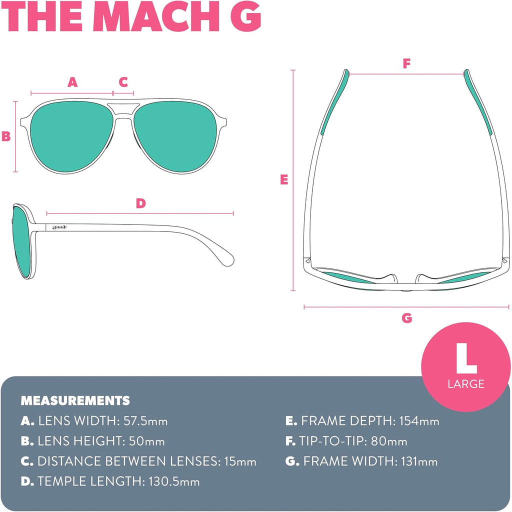 goodr Polarized Aviator Sunglasses, Large Sized (Mach G), UV400 Protection, No Slip, No Bounce Amelia Earhart Ghosted Me