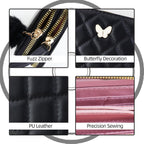 Womens Wristlet Wallets, PU Leather Clutch Wallet Double Zipper Credit Card Wallet with Multi Card Slots