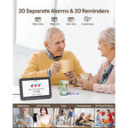 Clock With Day And Date For Elderly, 7" Large Display Digital Calendar Day Clock With 20 Custom Alarms And Medicine Reminders, Dimmable Dementia Alzheimers Clocks For Seniors, Black (Ac Powered)