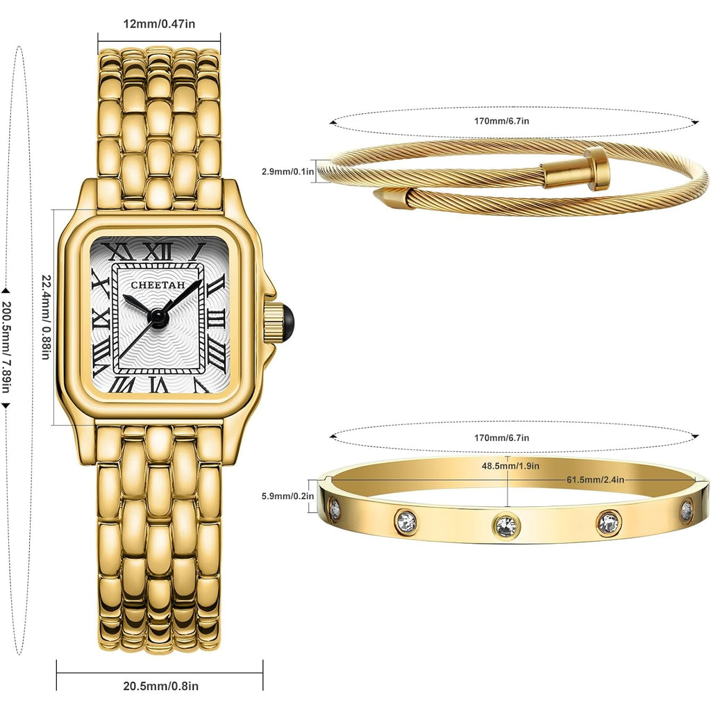 Cheetah Women’S Gold Bangle Watch And Bracelet Set