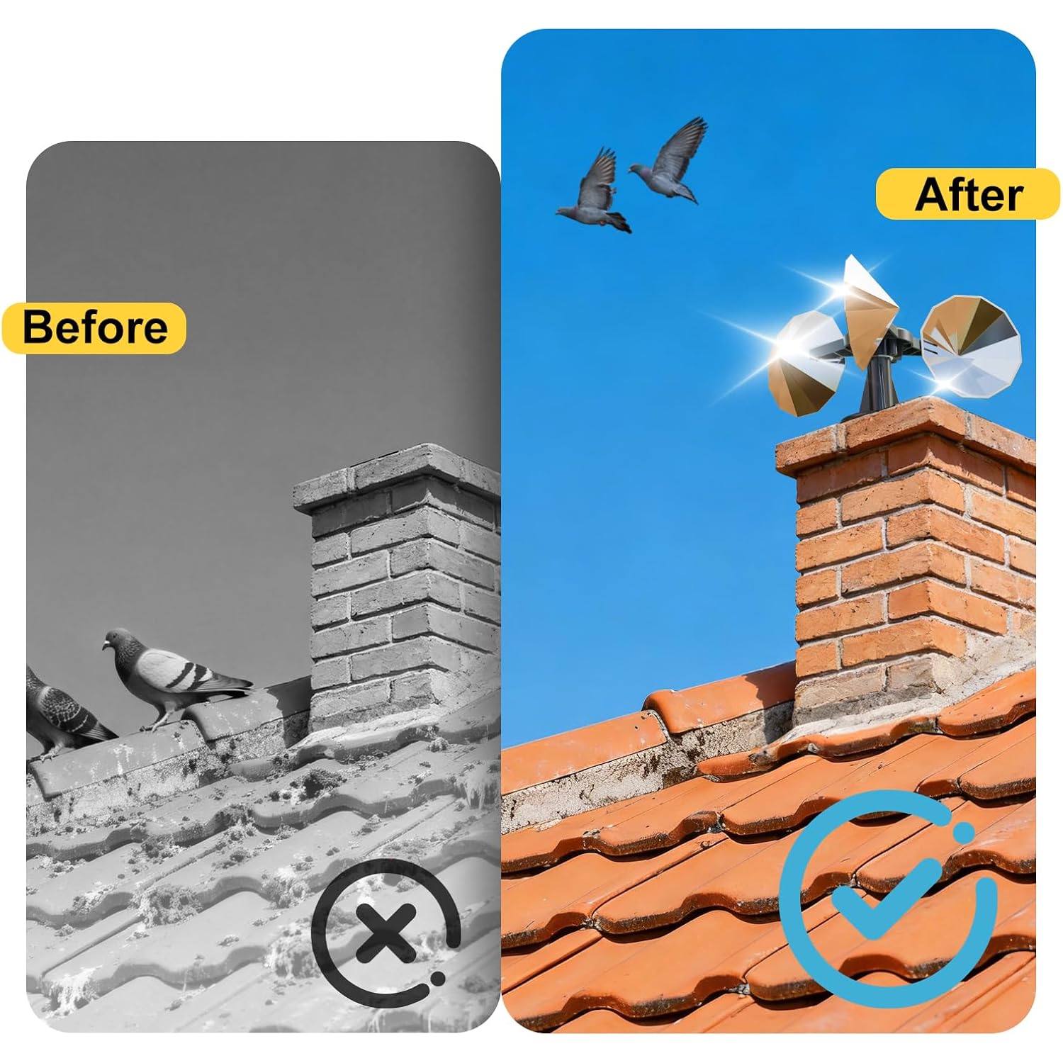 Offo Bird Scare Reflective Device, Bird Reflector With Plastic Base For Outside Patio, Keep Pigeon Woodpeckers And Sparrows Away From Outdoor Boats Roofs Gardens