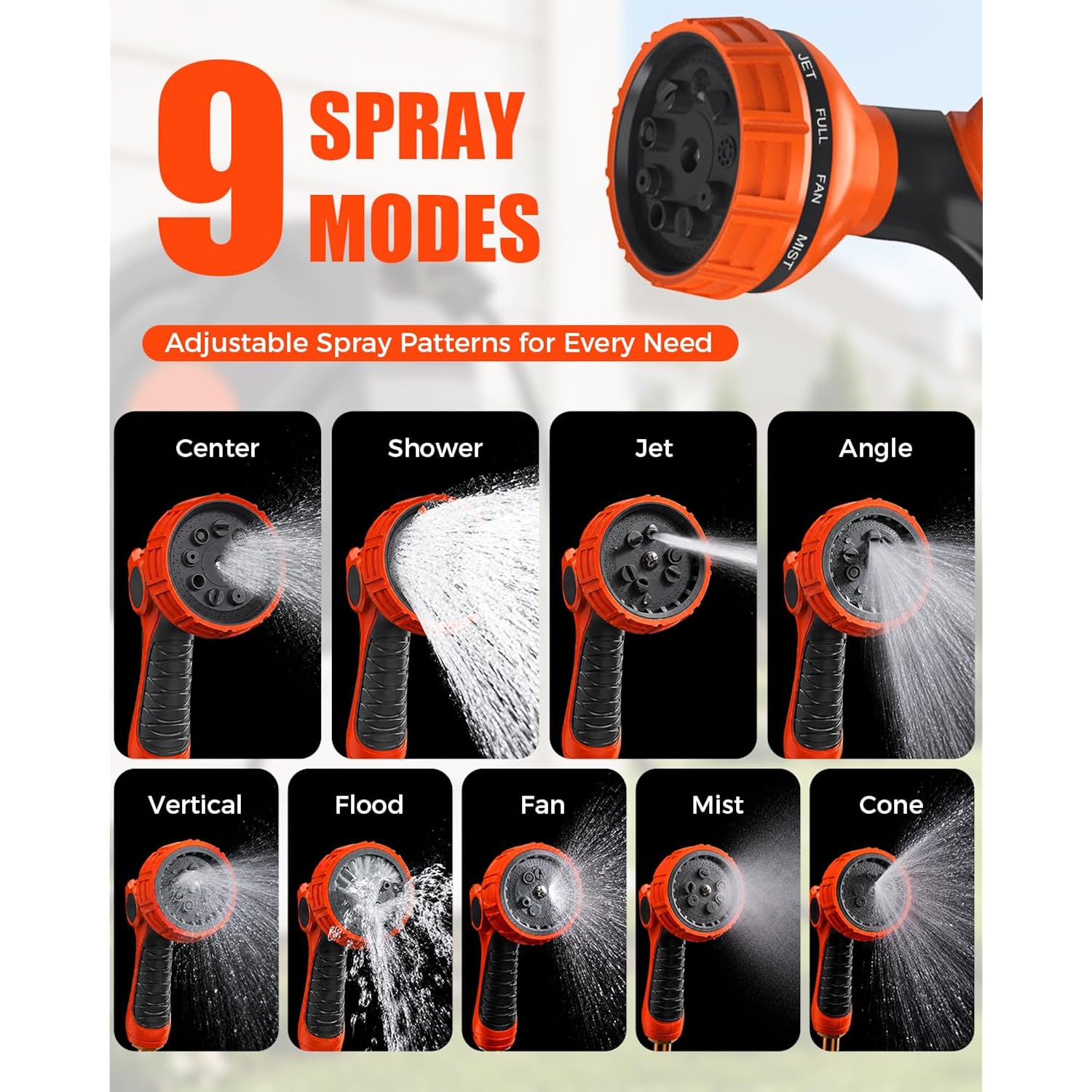 100Ft Retractable Garden Hose Reel 1/2 Inch, Wall Mounted Heavy Duty Water Hose With Auto-Lock, Slow Return, 180° Swivel Bracket & 9-Pattern Spray Nozzle, Uv Resistant Outdoor Hose Storage System