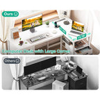 Coleshome L Shaped Computer Desk With 6 Fabric Drawers & Power Outlet, 55 Inch Corner Desk With Reversible Storage Shelf & File Drawer, Home Office Desk, White