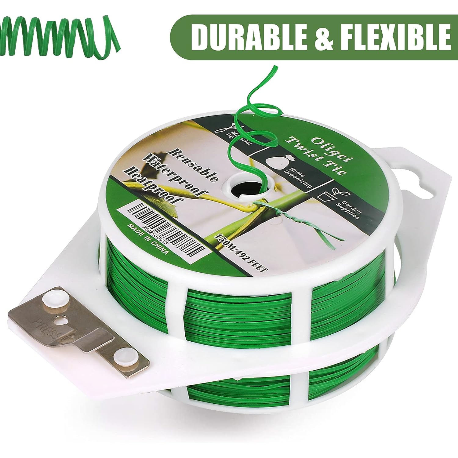 Green Garden Wire, Sturdy Plant Ties For Support With Cutter, 492Ft/150M, Indoor, Outdoor, Home And Office Use