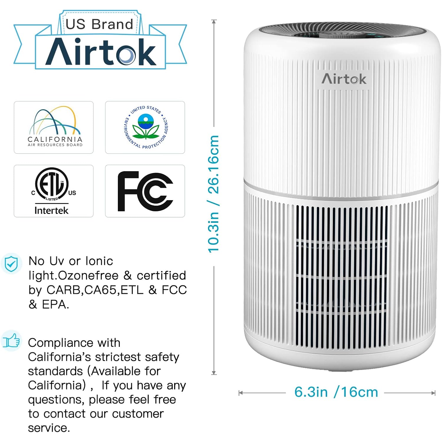 2 Pack Air Purifier For Home Bedroom With H13 True Hepa Filter For Smoke, Smokers, Dust, Odors, Pollen, Pet Dander | Quiet 99.9% Removal To 0.1 Microns | White Available For California