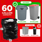 Toughbag 55-60 Gallon Heavy Duty Trash Bags, 150 Count, Black, Made In Usa