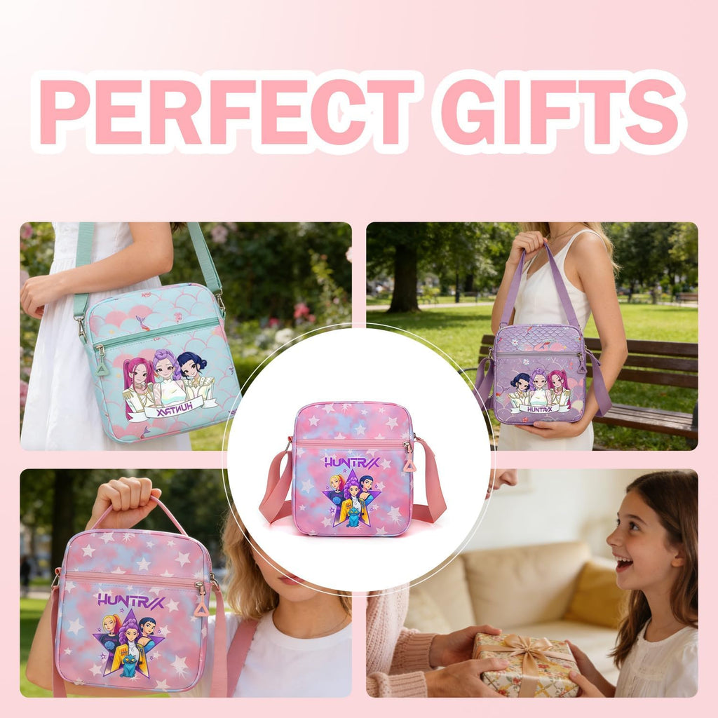 For Demon Hunters mini crossbody bag, For Korean idol,also a shoulder bag, features a cartoon pattern design. (purple)