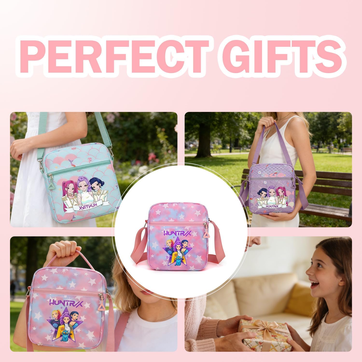 For Demon Hunters mini crossbody bag, For Korean idol,also a shoulder bag, features a cartoon pattern design. (purple)