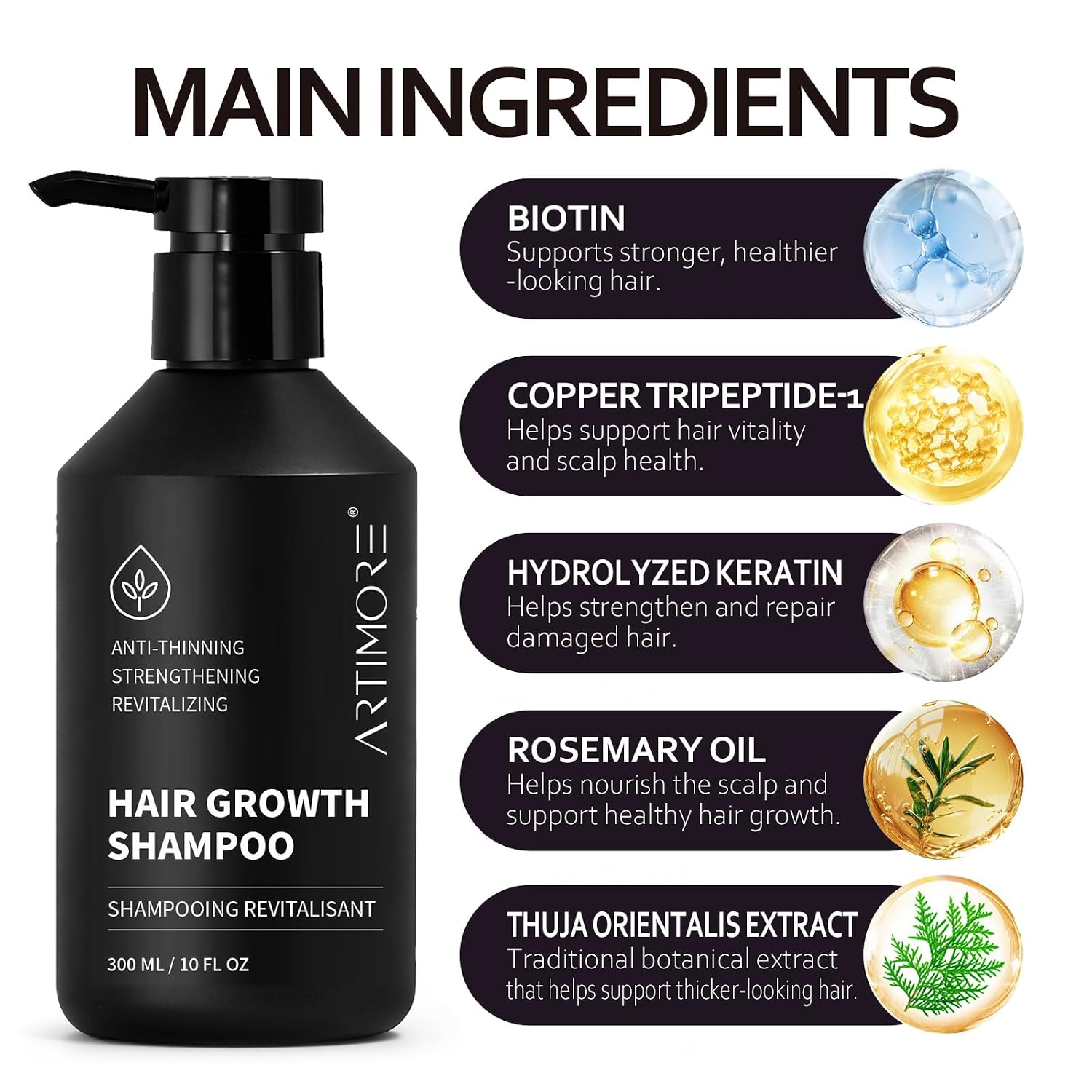 Biotin Rosemary Shampoo For Hair Growth, Strengthening For Thinning Hair Women & Men, Supports Scalp Health & Reduces Breakage (300Ml, Shampoo)