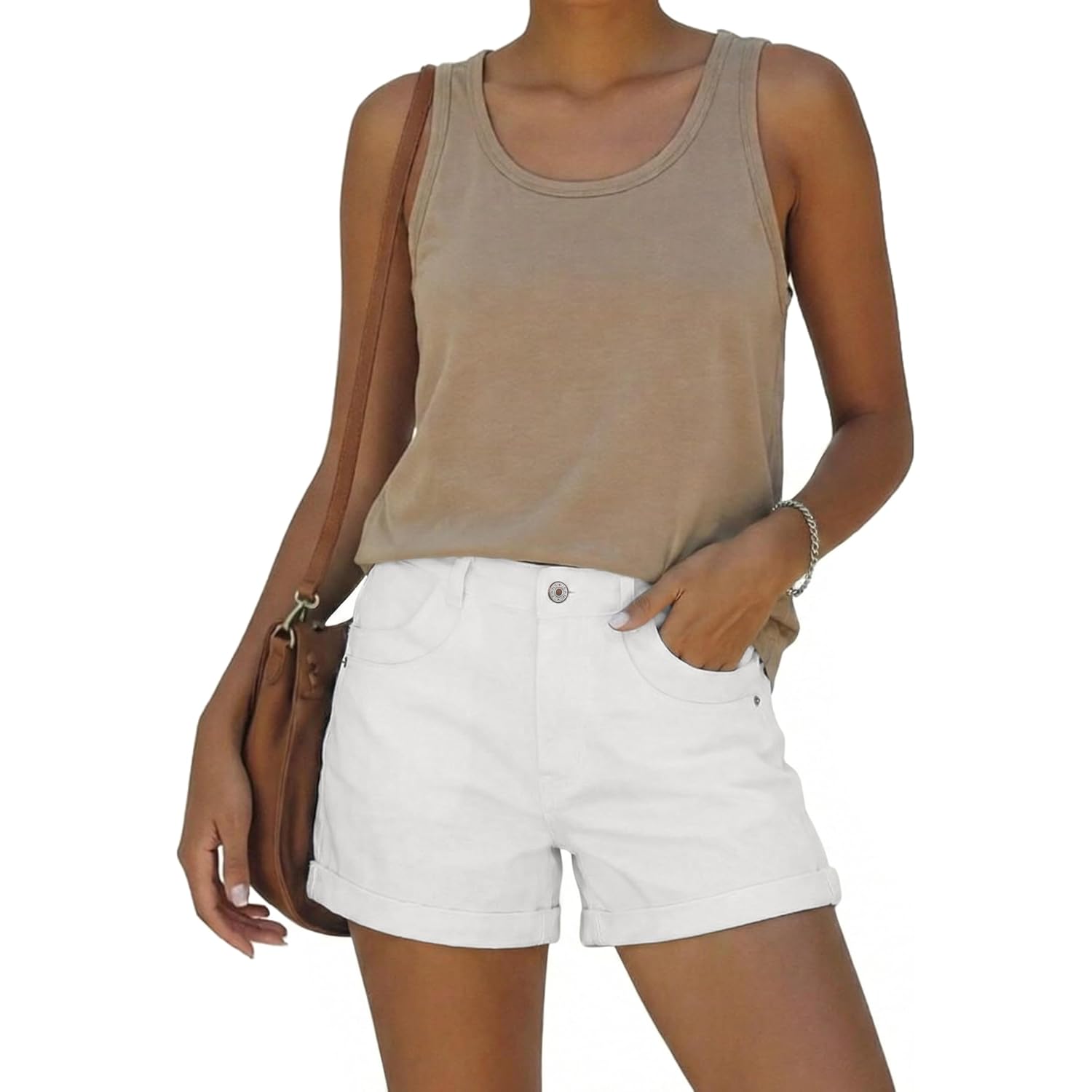 Women Jean Shorts Ripped Mid Rise Stretchy Distressed Casual Denim Shorts