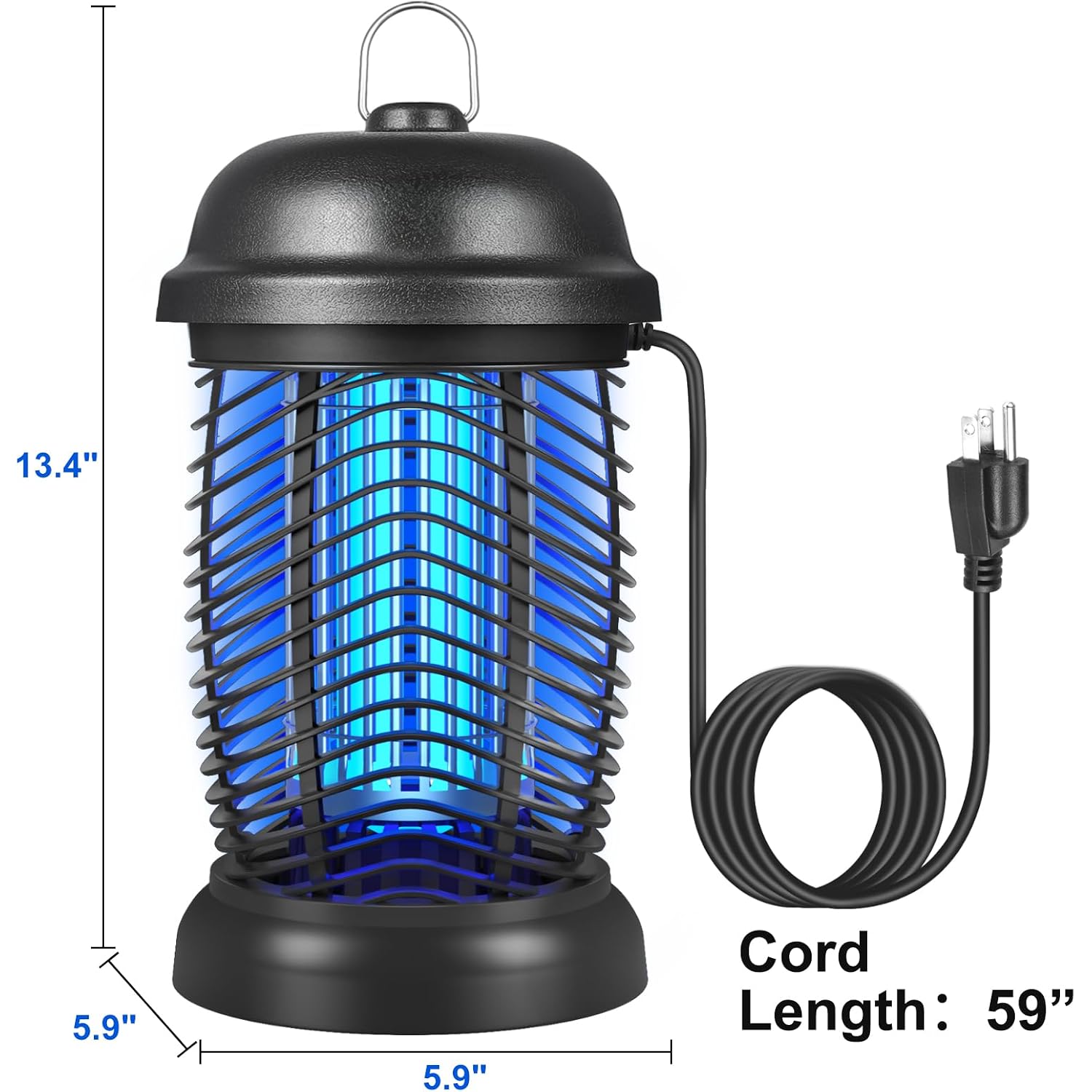 Bug Zapper Outdoor, 4200V Electric Mosquito & Fly Zapper, Black | Covers Up To 1/2 Acre, Fly Traps For Patio Backyard, 3 Prong Plug, 90-130V Abs Plastic Outer, Mosquito Killer