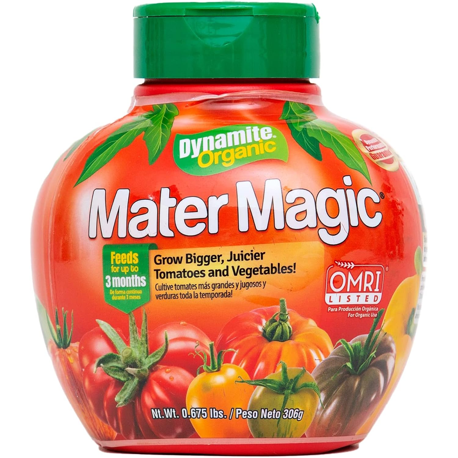 Dynamite Mater Magic - Organic Tomato Fertilizer For Bigger, Juicier Tomatoes And Vegetables, Omri Listed, Nitrogen And Calcium-Rich Plant Food - .675 Pound Container With Shaker Lid