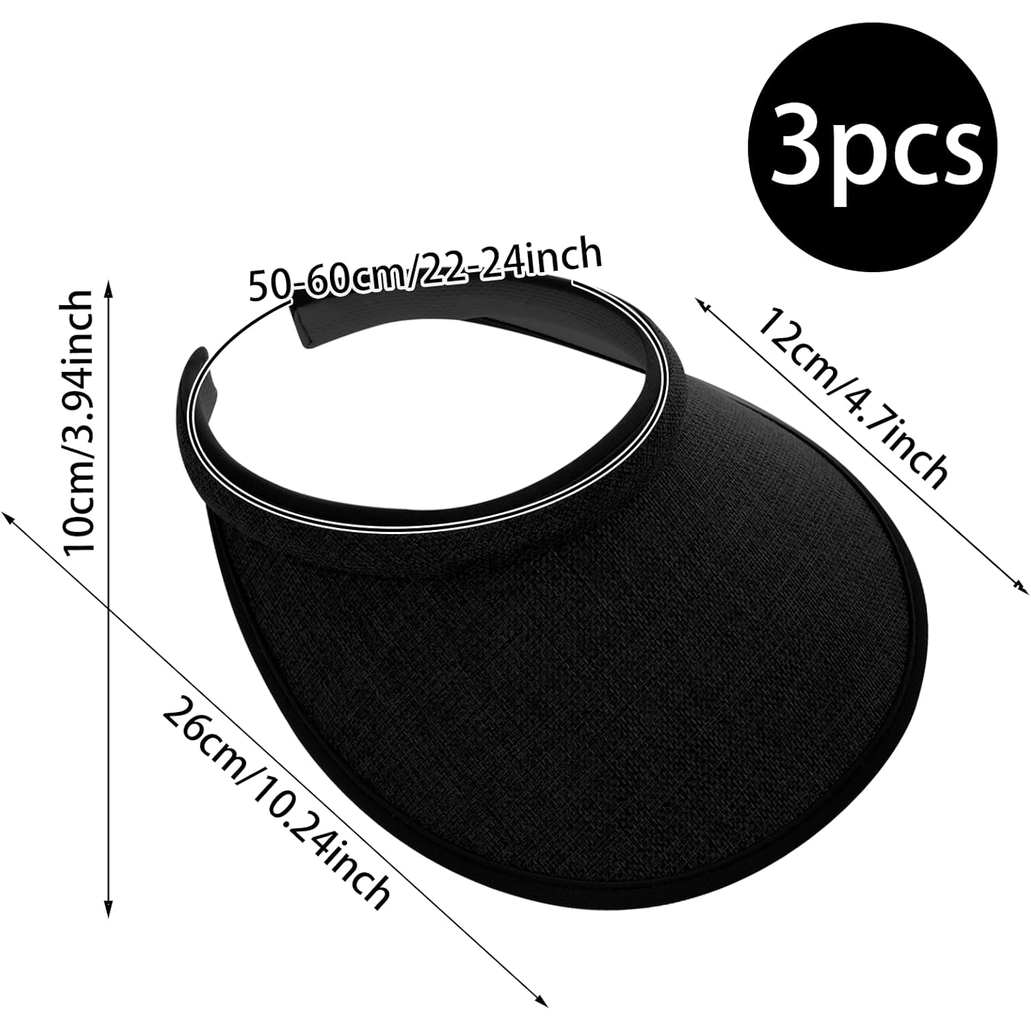 3Pcs Clip On Sun Visors Hats for Women UV Protection, Beach Wide Brim Visor for Summer, Outdoor Golf Tennis Travel Caps