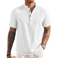 Coofandy Men'S Linen Henley Shirt Short Sleeve Casual Summer Beach Hippie T Shirts