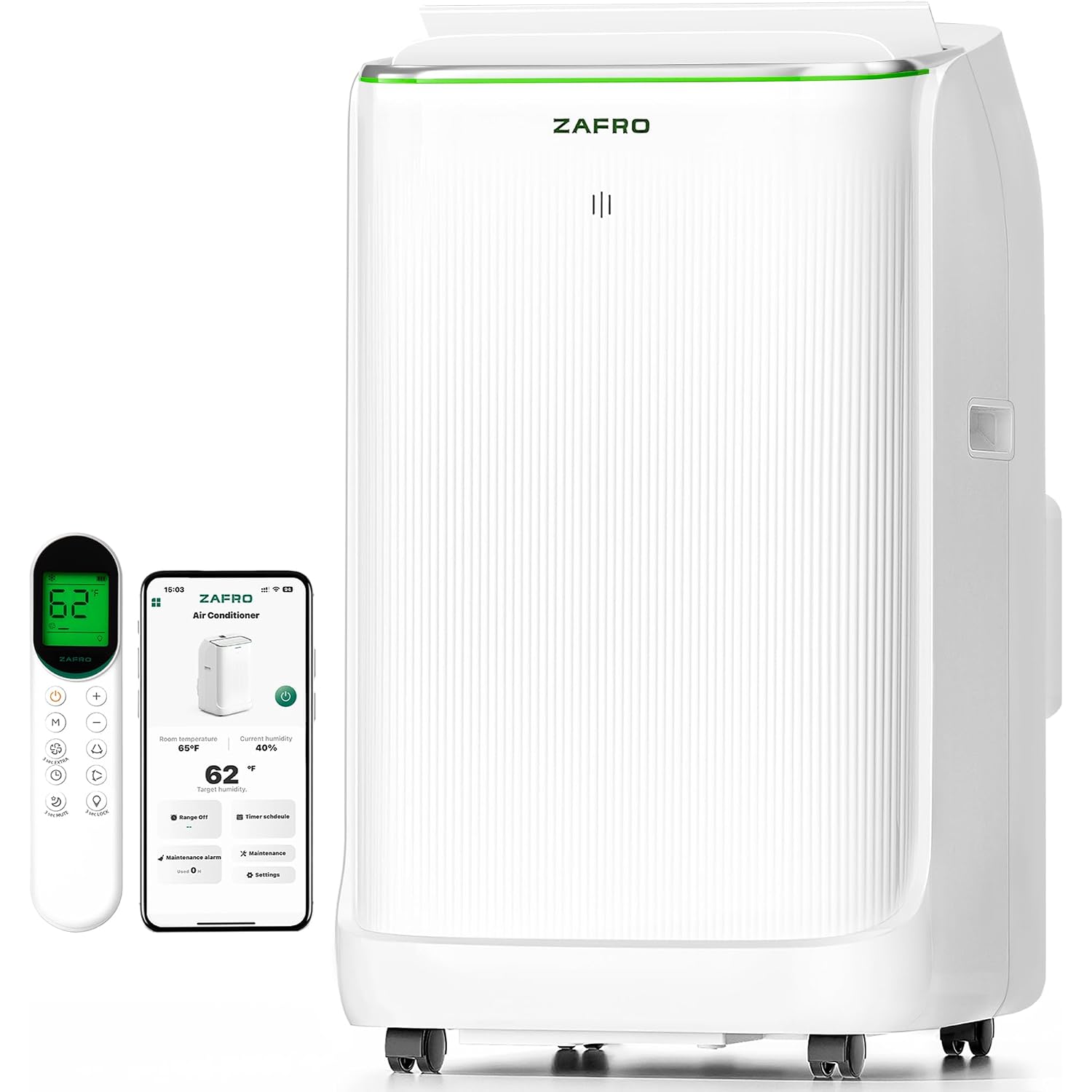 Zafro Smart Inverter Portable Air Conditioners, 16000 Btu (12000 Btu Sacc) Dual Hose Portable Ac Unit With Energy Saving/Ultra Quiet(42Db)/Drainage-Free Cooling/App/Remote For Multi-Scenario Use